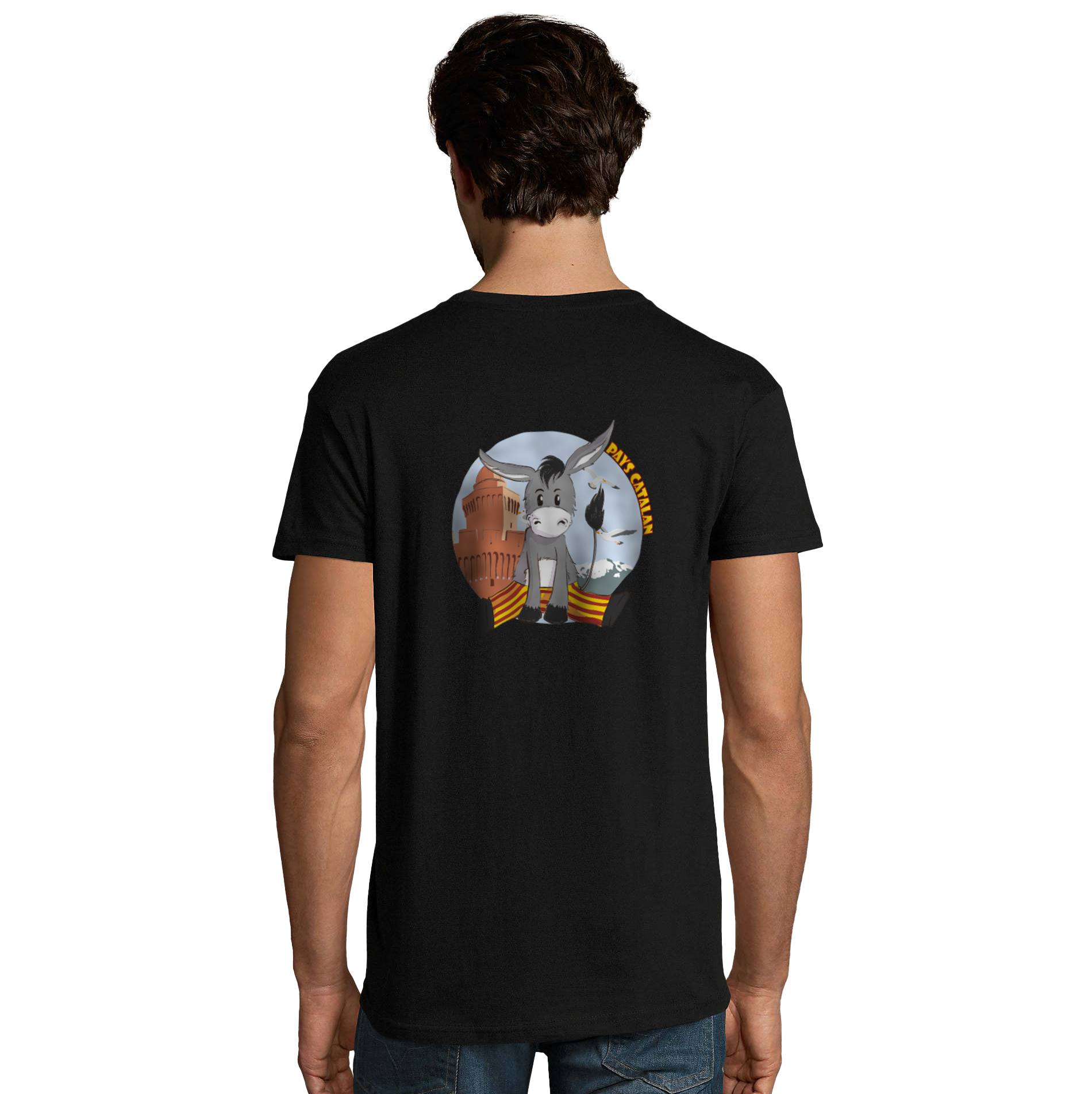 t-shirt imprimé avec un dessin d'Âne Catalan dans le dos