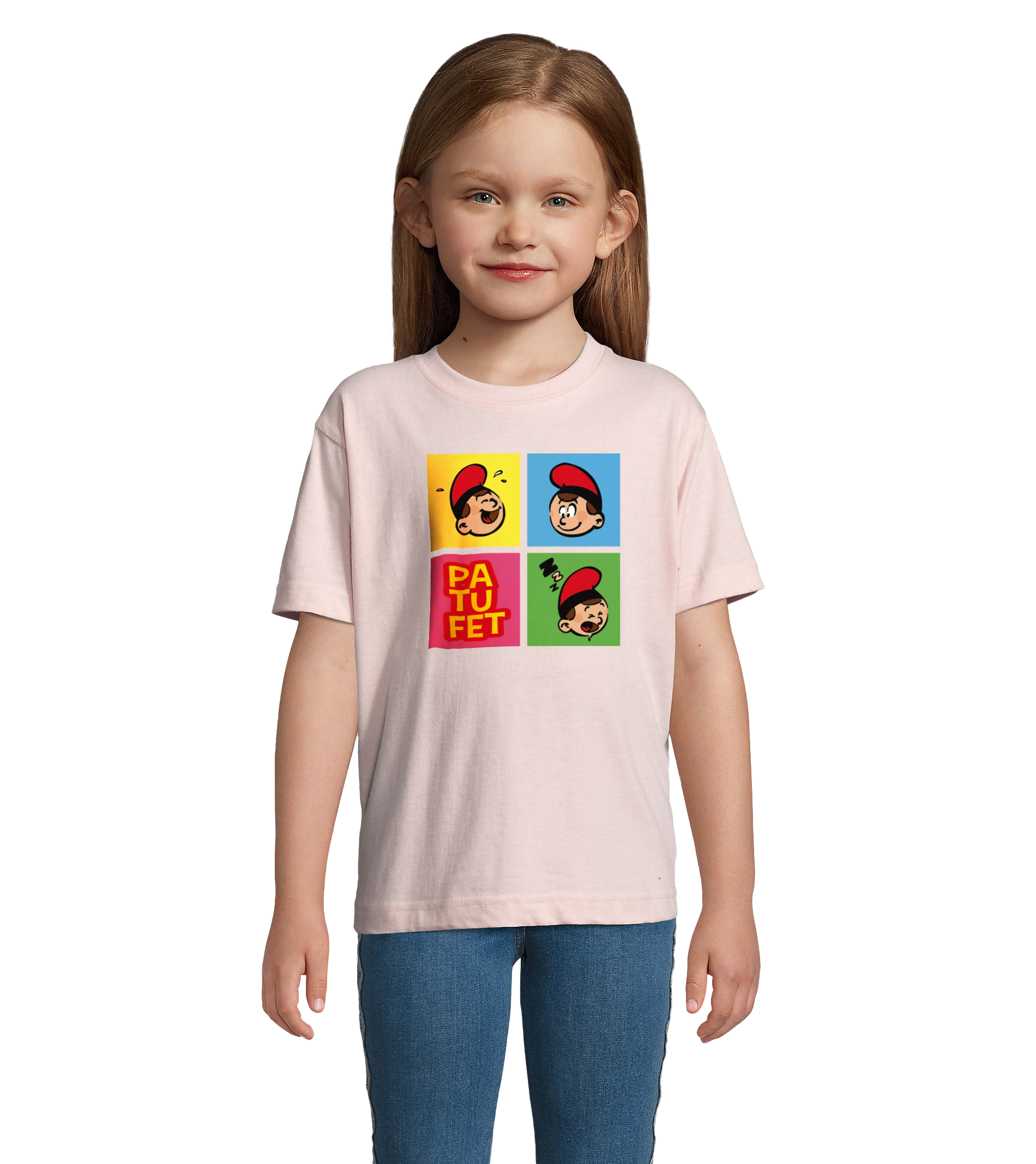 T-shirt Patufet Humeurs Warhol – t-shirt catalan coloré style Pop Art avec illustration du héros Patufet.